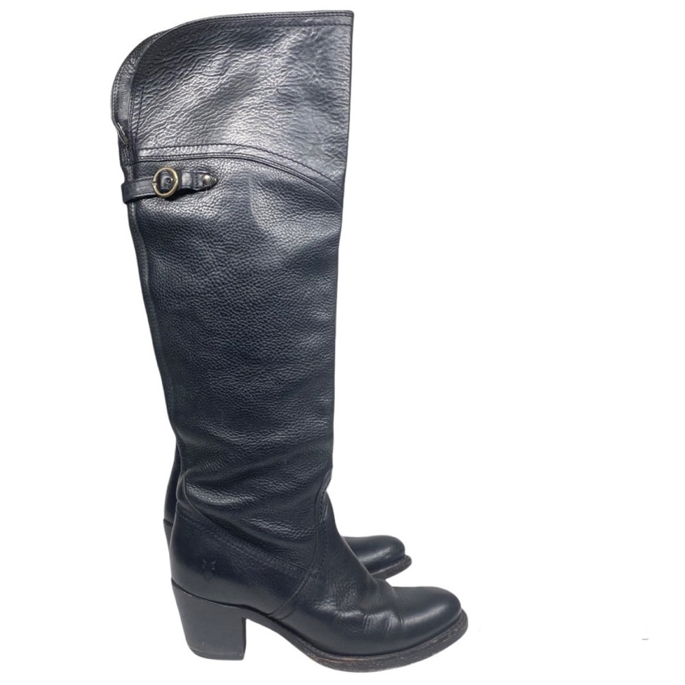 FRYE Black Jane Tall Cuff Leather Riding Over Knee Western Riding Boots 6.5